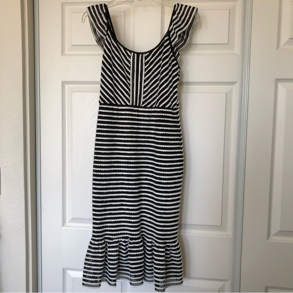 BCBG MAXAZRIA  Striped Dress in Black and White